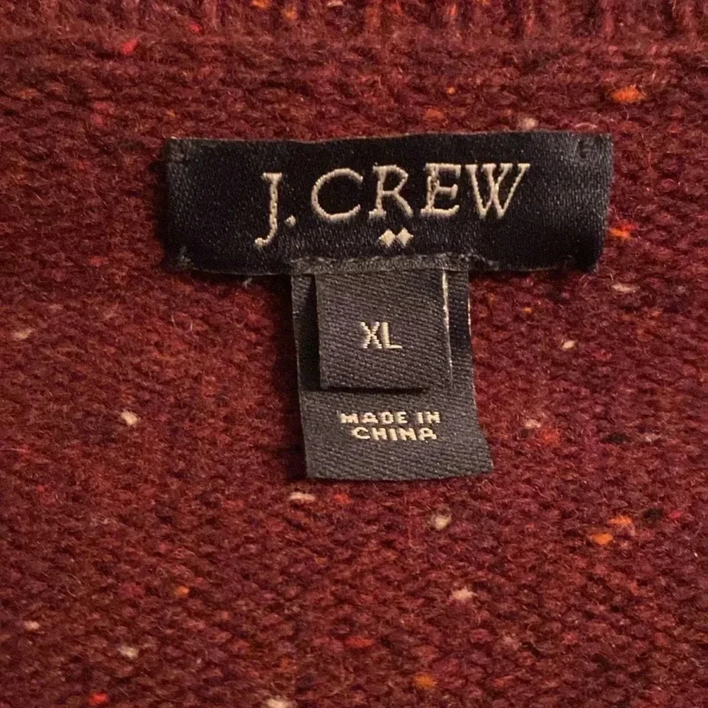 J. Crew mens lambs wool sweater - XL - faux Leahter elbow patches - maroon